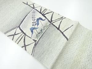 アンティーク　すくい織草花模様織出し袋帯（材料）